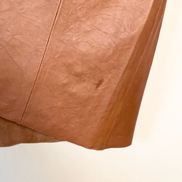 RYDER Soft Australia Lamb Leather Brown Mini Skirt Size 6 Quiet Luxury Old Money - Picture 4 of 7